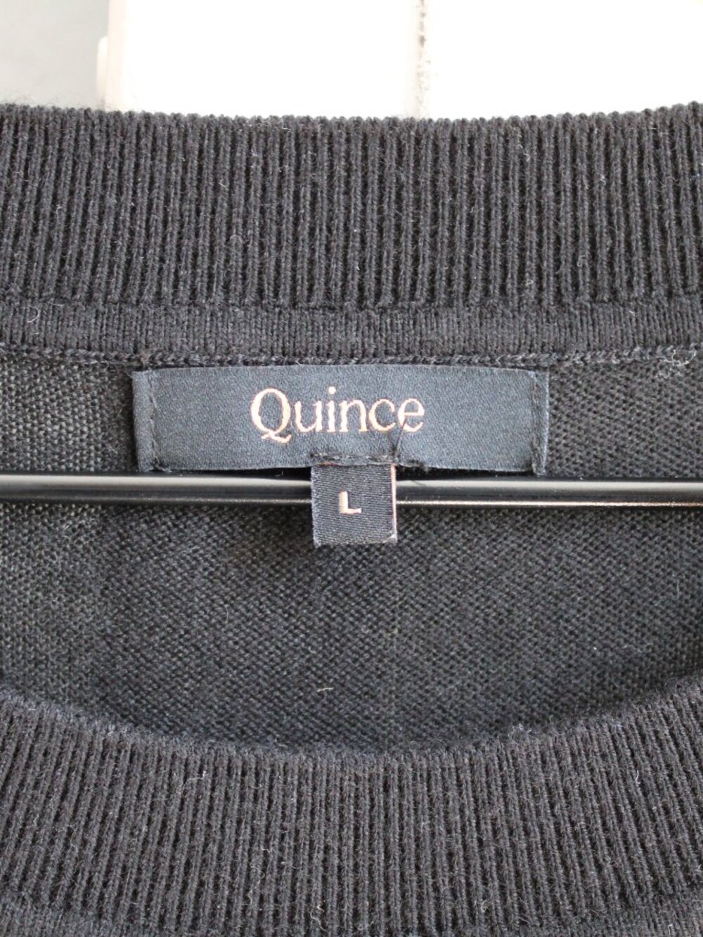 Quince Sweater Black Cotton Cashmere Organic Crewneck Lightweight Size Large - Picture 4 of 5